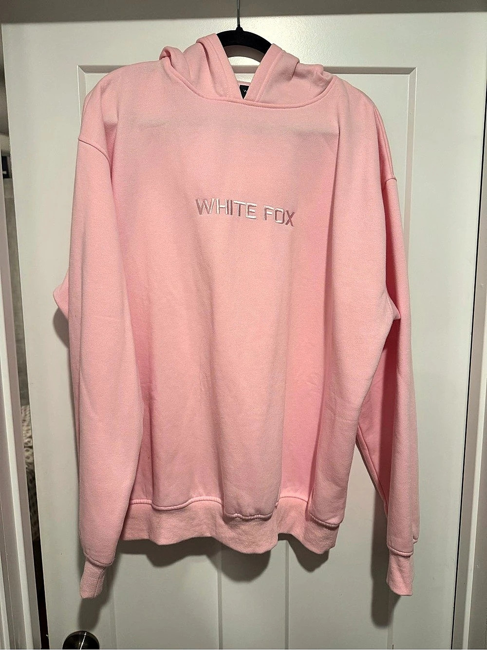 White Fox Pink Oversized Embroidered Logo Hoodie L/XL